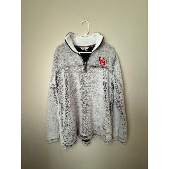 University of Houston Sherpa Fleece Quarter Zip Pullover Cozy Plush Jacket Gray - Picture 1 of 3